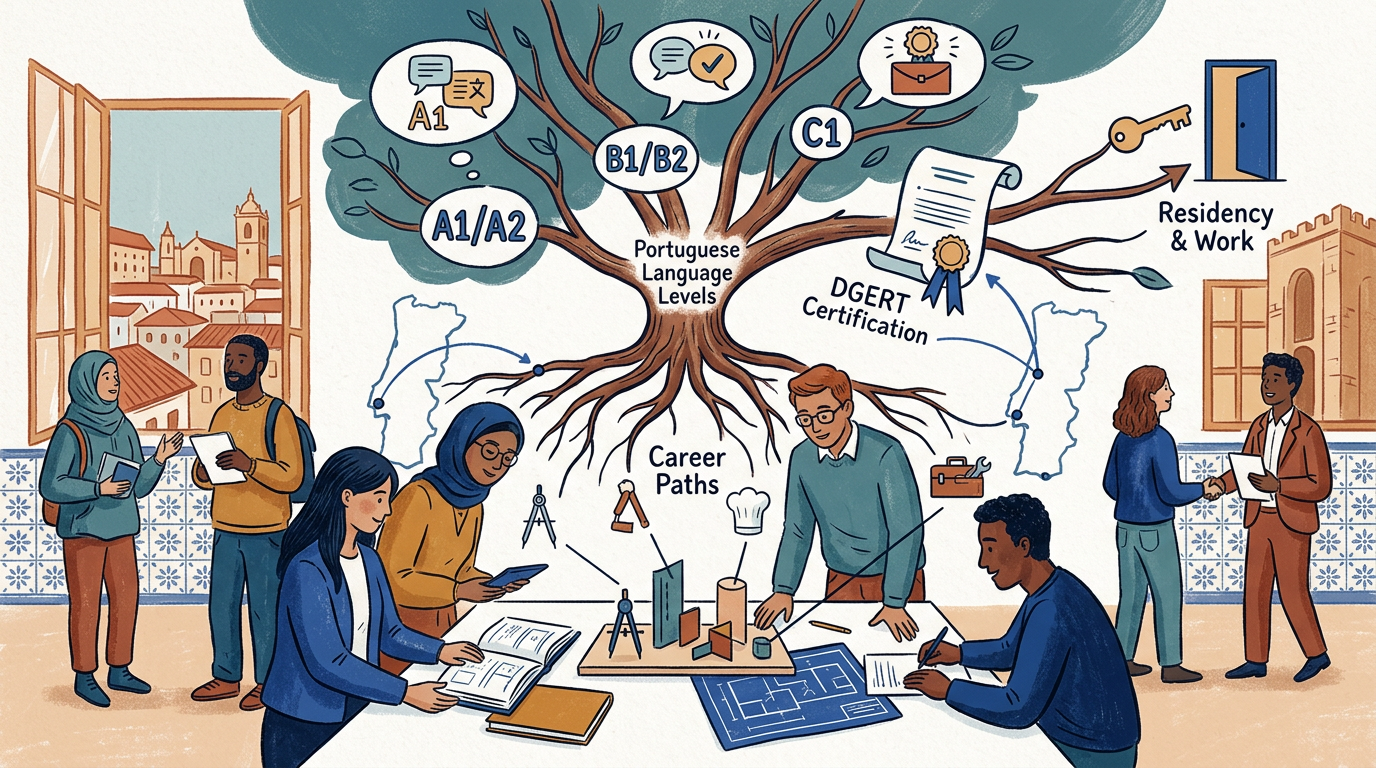 Portuguese Language Level for Residency and Work: DGERT Certification and Career Paths in 2026
